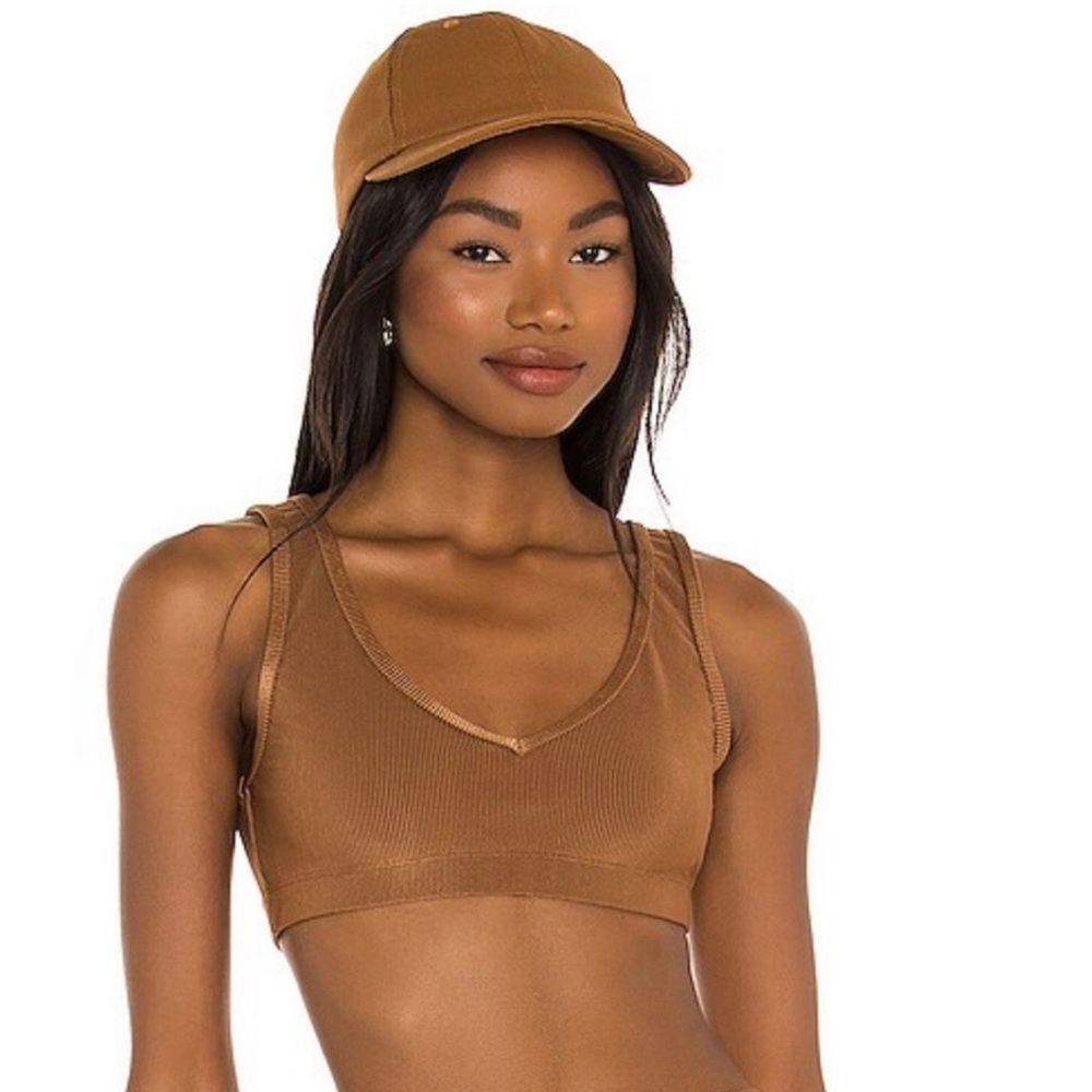 WeWoreWhat V-Neck Sport Bra Solid Brown Size Small BNWT - Picture 4 of 9